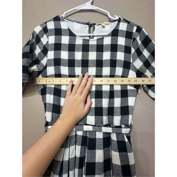 NWOT Jessakae Black & White Plaid Picnic Waist Tie Mini Dress Women's Small - Picture 7 of 13
